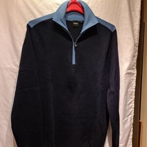 BOSS Men's Navy Sweater with Blue Accents